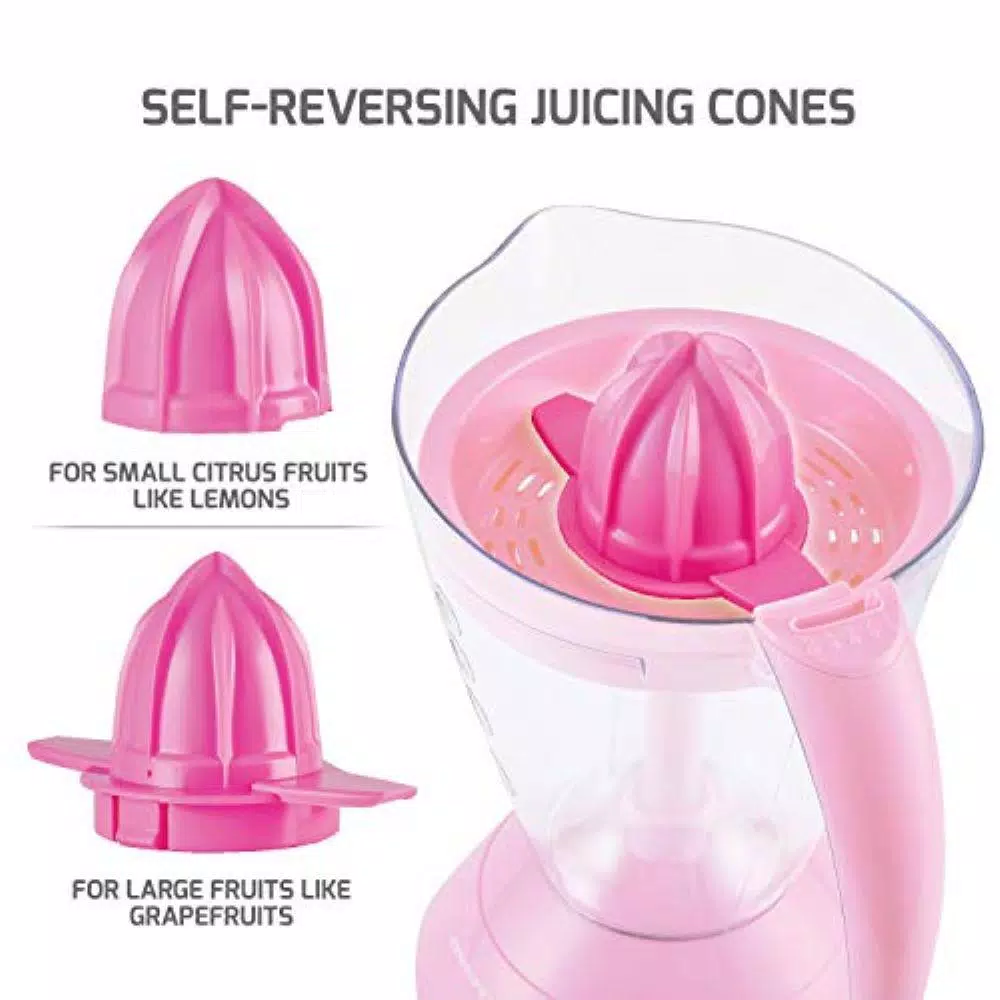 Top 10 π Ovente 34 Oz. Pink Electric Citrus Juicer 2 Auto-Reversing Cones Capacity, Pressure-Activated, Strainer, Pulp Control π€© - Image 2