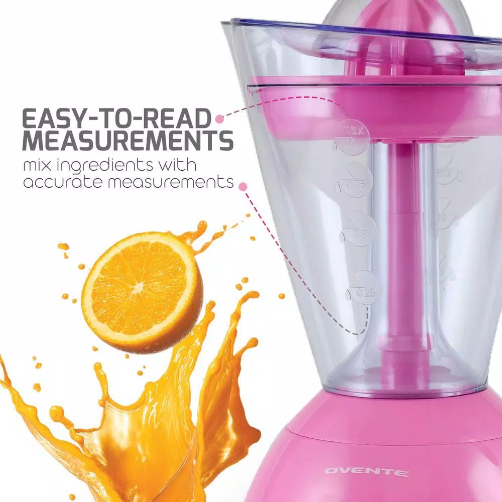 Top 10 π Ovente 34 Oz. Pink Electric Citrus Juicer 2 Auto-Reversing Cones Capacity, Pressure-Activated, Strainer, Pulp Control π€© - Image 6