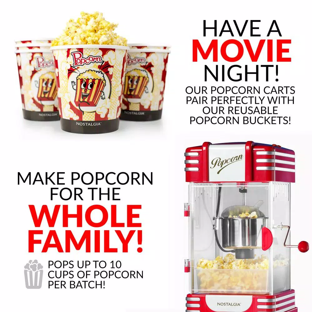 Discount β Nostalgia Retro 300 W 2.5 Oz. Red Popcorn Cart With Lighted Interior π - Image 3