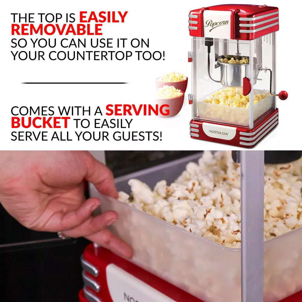 Discount β Nostalgia Retro 300 W 2.5 Oz. Red Popcorn Cart With Lighted Interior π - Image 4