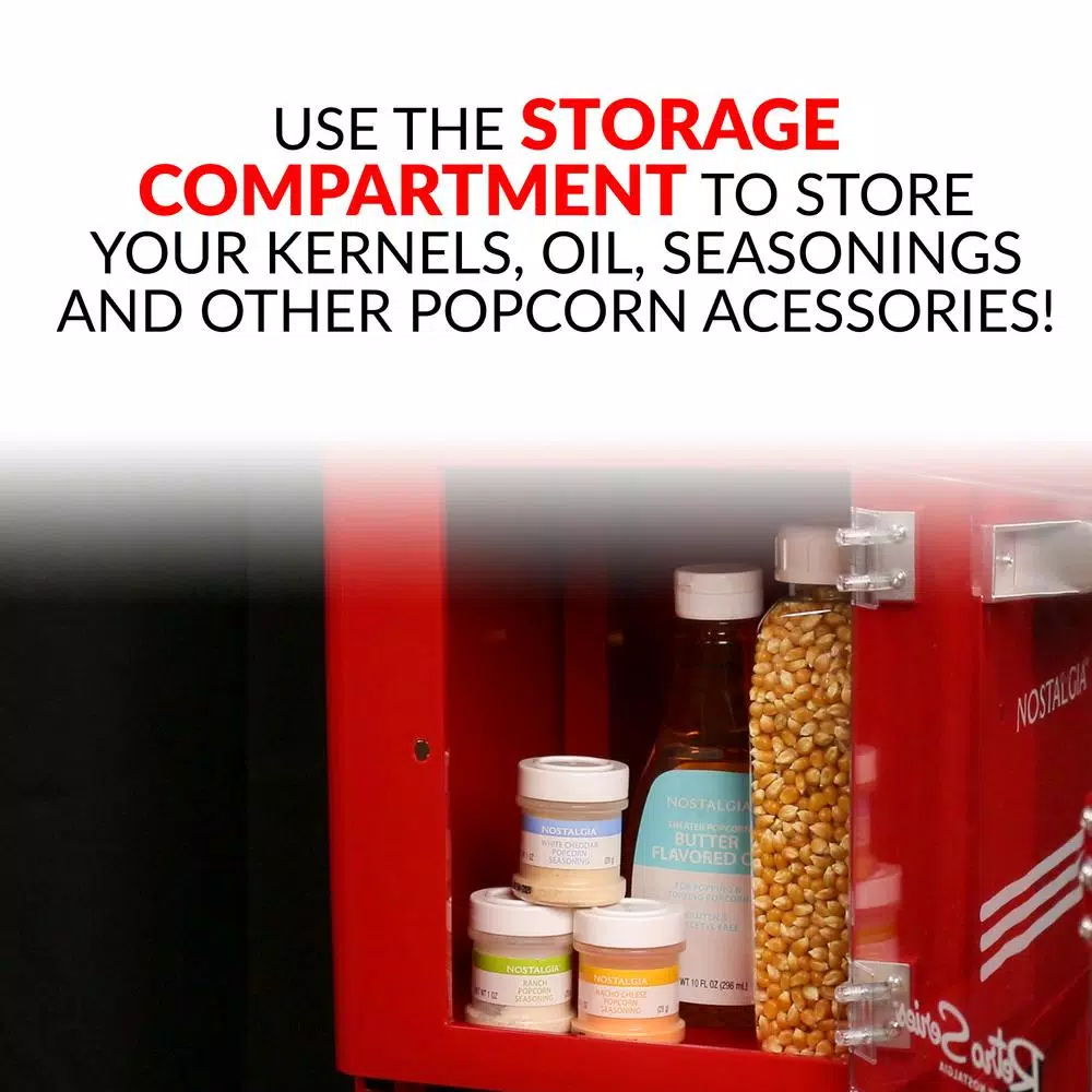 Discount β Nostalgia Retro 300 W 2.5 Oz. Red Popcorn Cart With Lighted Interior π - Image 5