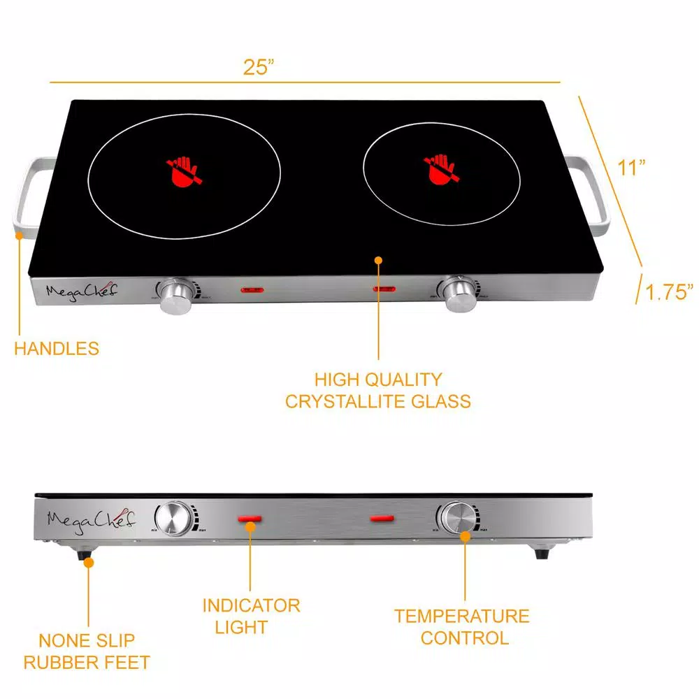 Promo β MegaChef 2-Burner 6 In. Stainless Steel Infrared Countertop Hot Plate π - Image 2