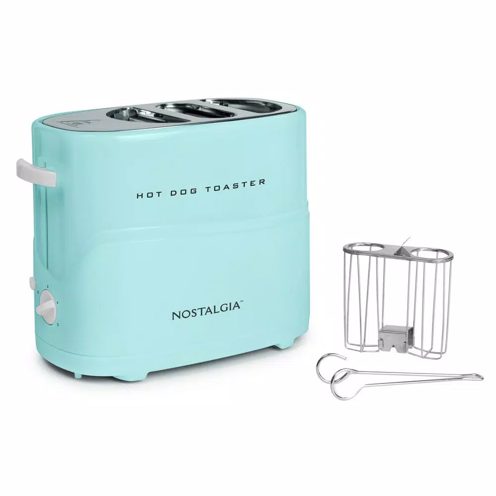 Deals π Nostalgia Retro Series 2-Slice Aqua Long Slot Hot πΆ Dog And Bun Toaster With Crumb Tray And Mini Tongs π
