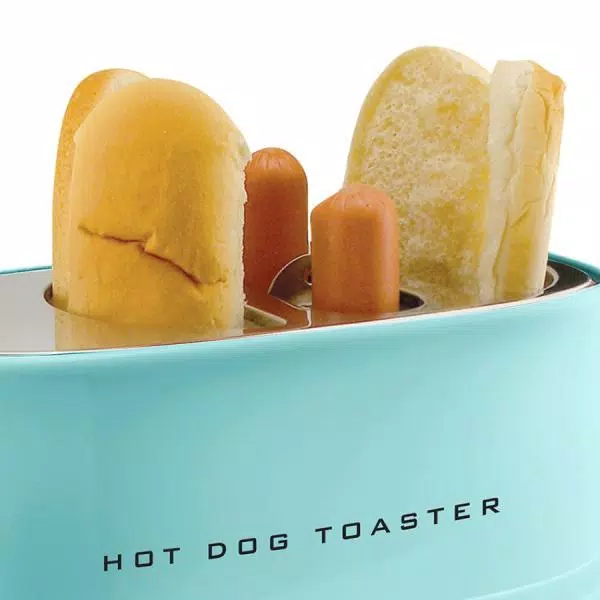 Deals π Nostalgia Retro Series 2-Slice Aqua Long Slot Hot πΆ Dog And Bun Toaster With Crumb Tray And Mini Tongs π - Image 2