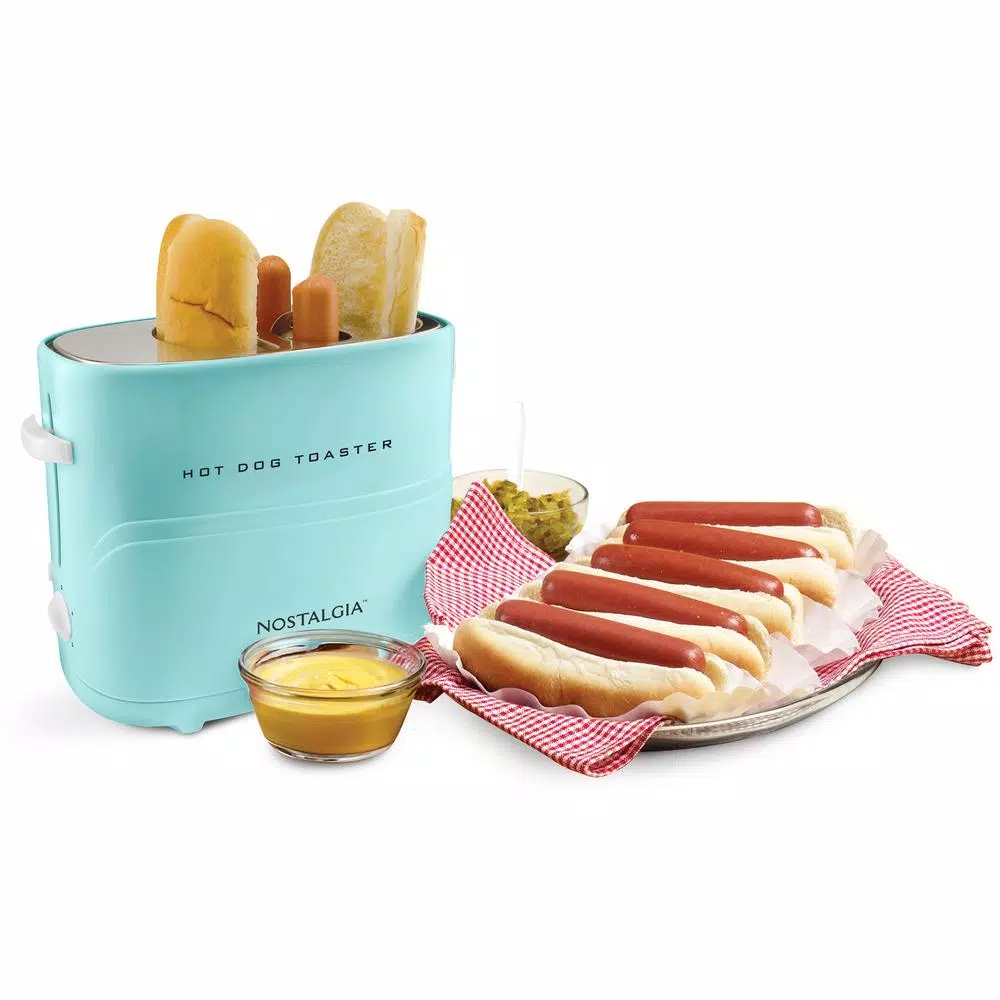 Deals π Nostalgia Retro Series 2-Slice Aqua Long Slot Hot πΆ Dog And Bun Toaster With Crumb Tray And Mini Tongs π - Image 3
