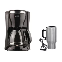 Deals π Brentwood Appliances 12-Cup Black Coffee Maker With 16 Oz. Stainless Steel Heated Travel Mug And 12-Volt Car Adapter βοΈ