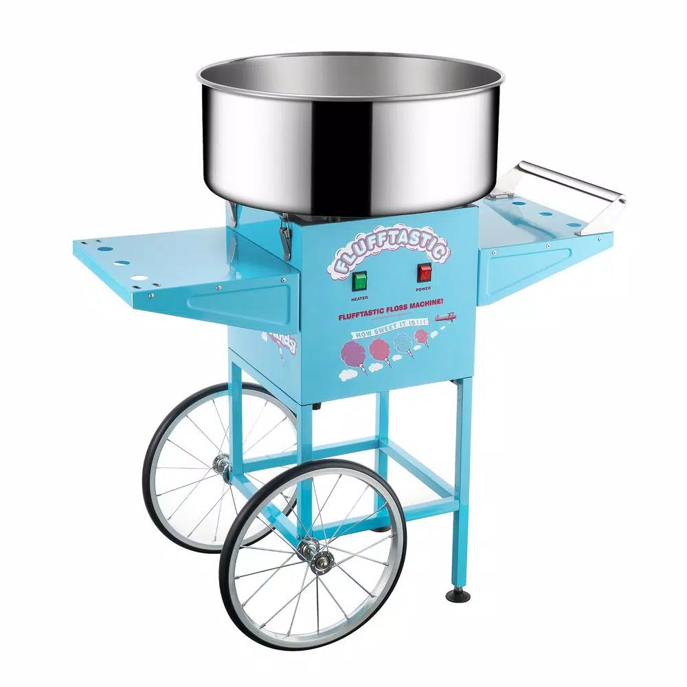 Deals β Great Northern Blue Cotton π¬ Candy Machine And Cart- Flufftastic Floss Maker- Stainless Steel Pan, 2 Side Trays & 13 In. Wheels π₯°