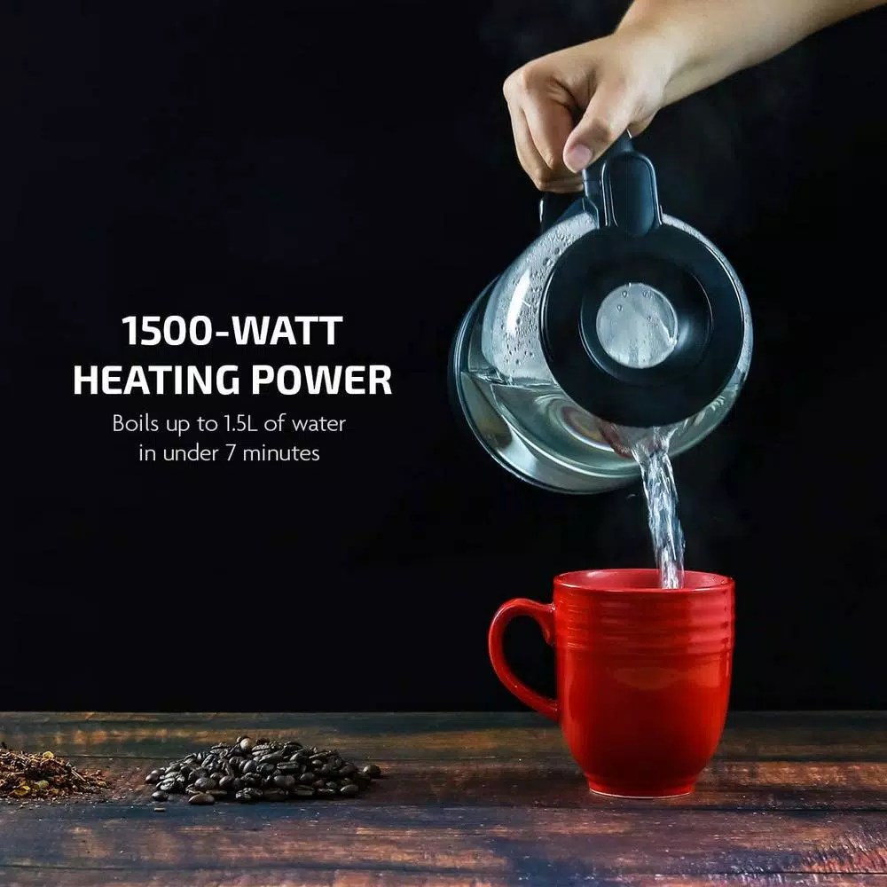 Promo ❤️ Ovente 6.3-Cup Black Glass Electric Kettle With ProntoFill Technology – Fill Up With The Lid On ✔️ - Image 3