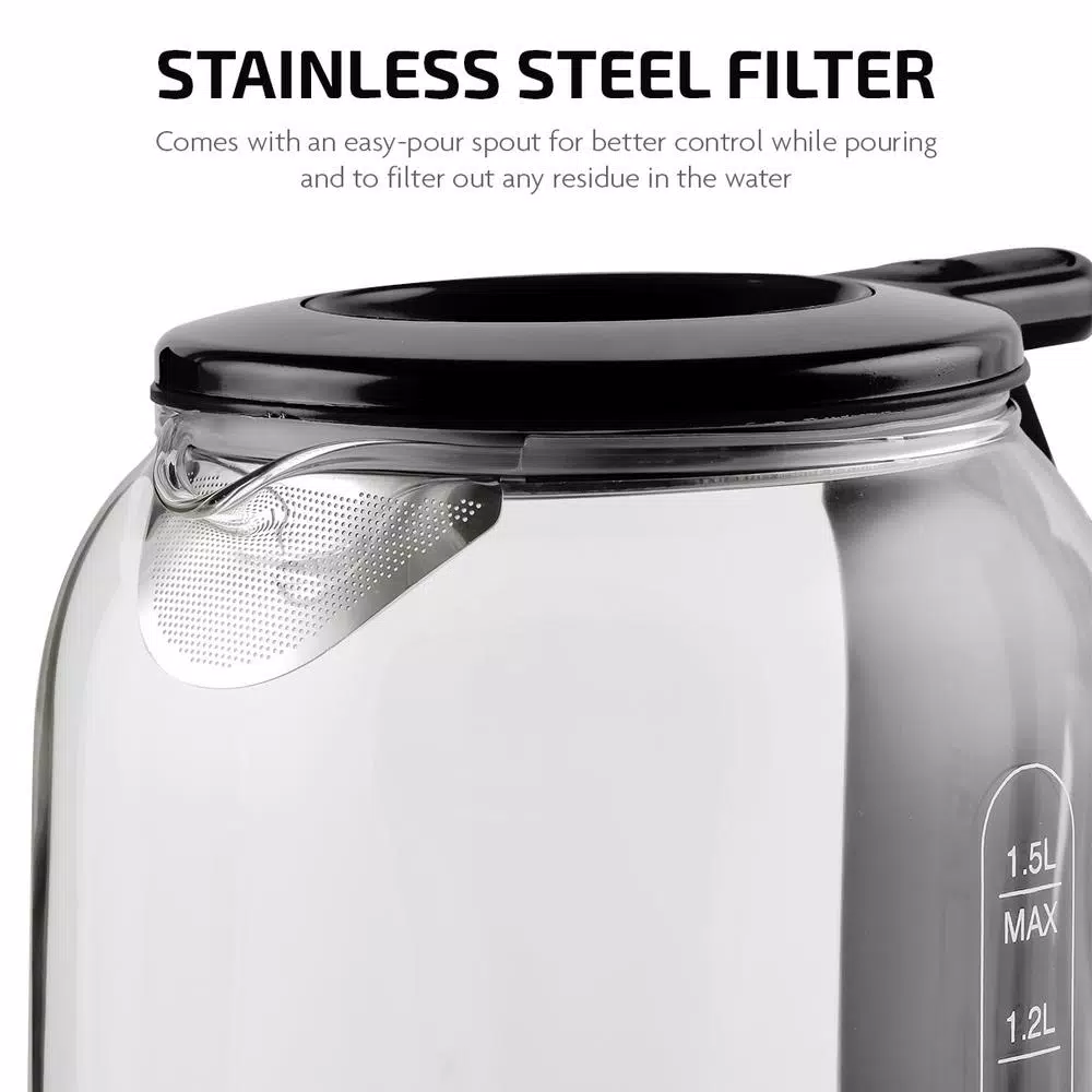 Promo ❤️ Ovente 6.3-Cup Black Glass Electric Kettle With ProntoFill Technology – Fill Up With The Lid On ✔️ - Image 6