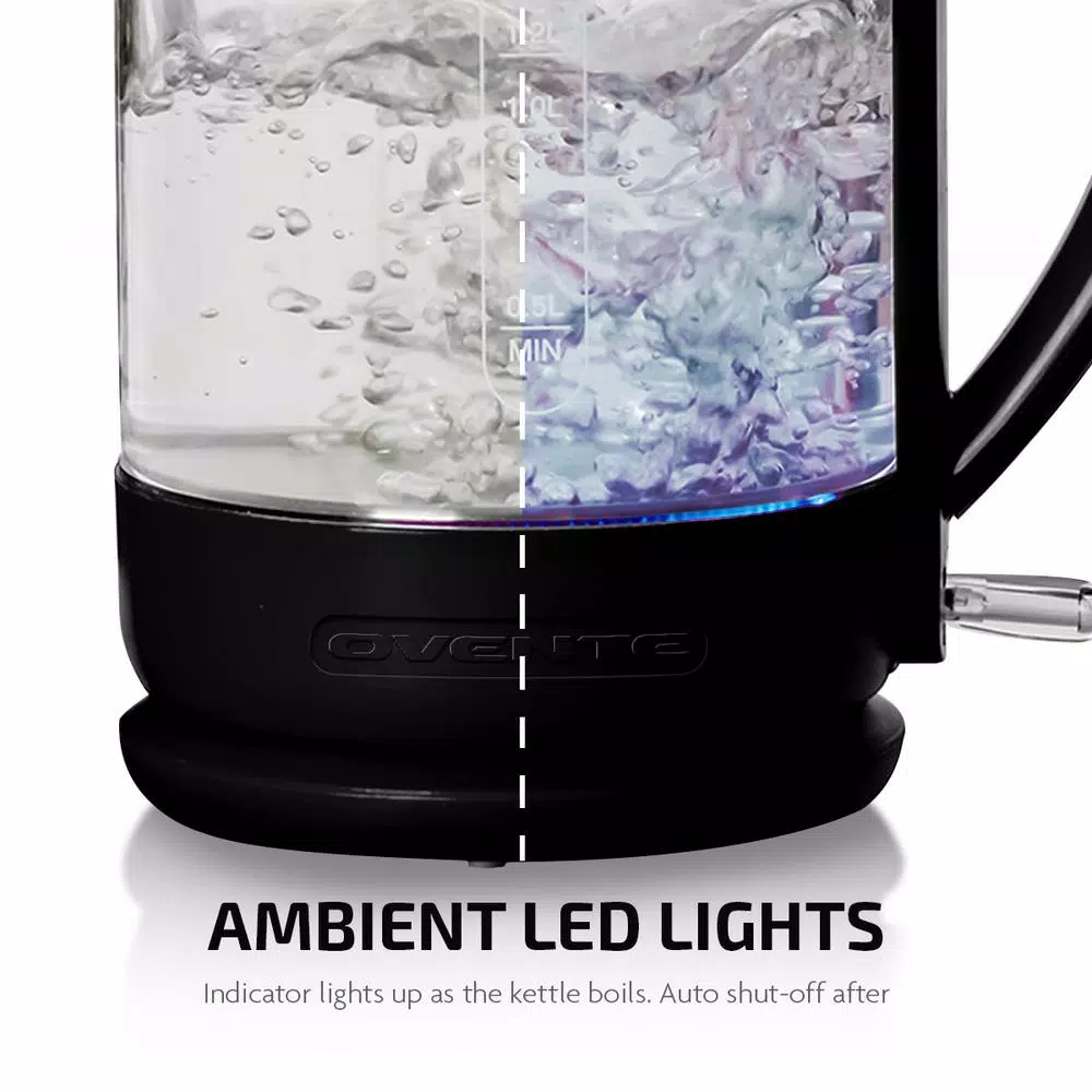 Promo ❤️ Ovente 6.3-Cup Black Glass Electric Kettle With ProntoFill Technology – Fill Up With The Lid On ✔️ - Image 8