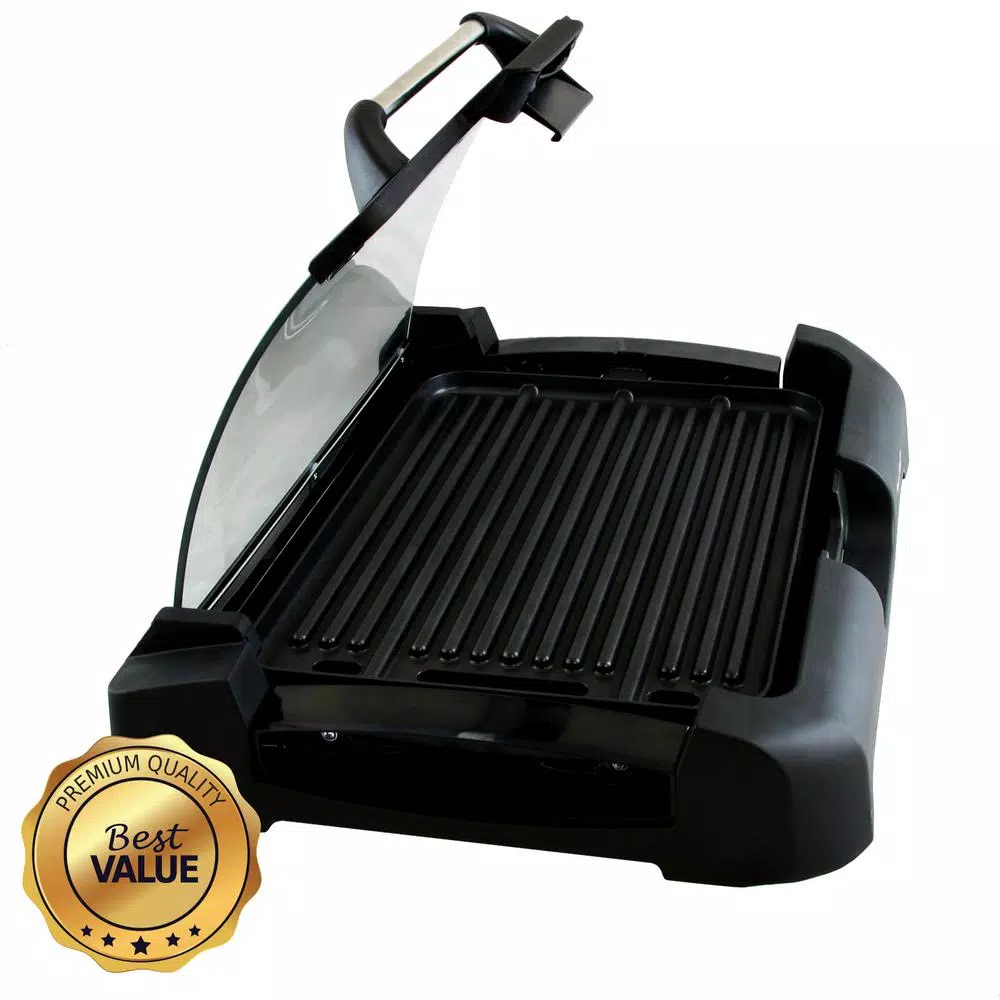 New π MegaChef 165 Sq. In. Black Reversible Indoor Grill And Griddle With Removable Lid β¨ - Image 4