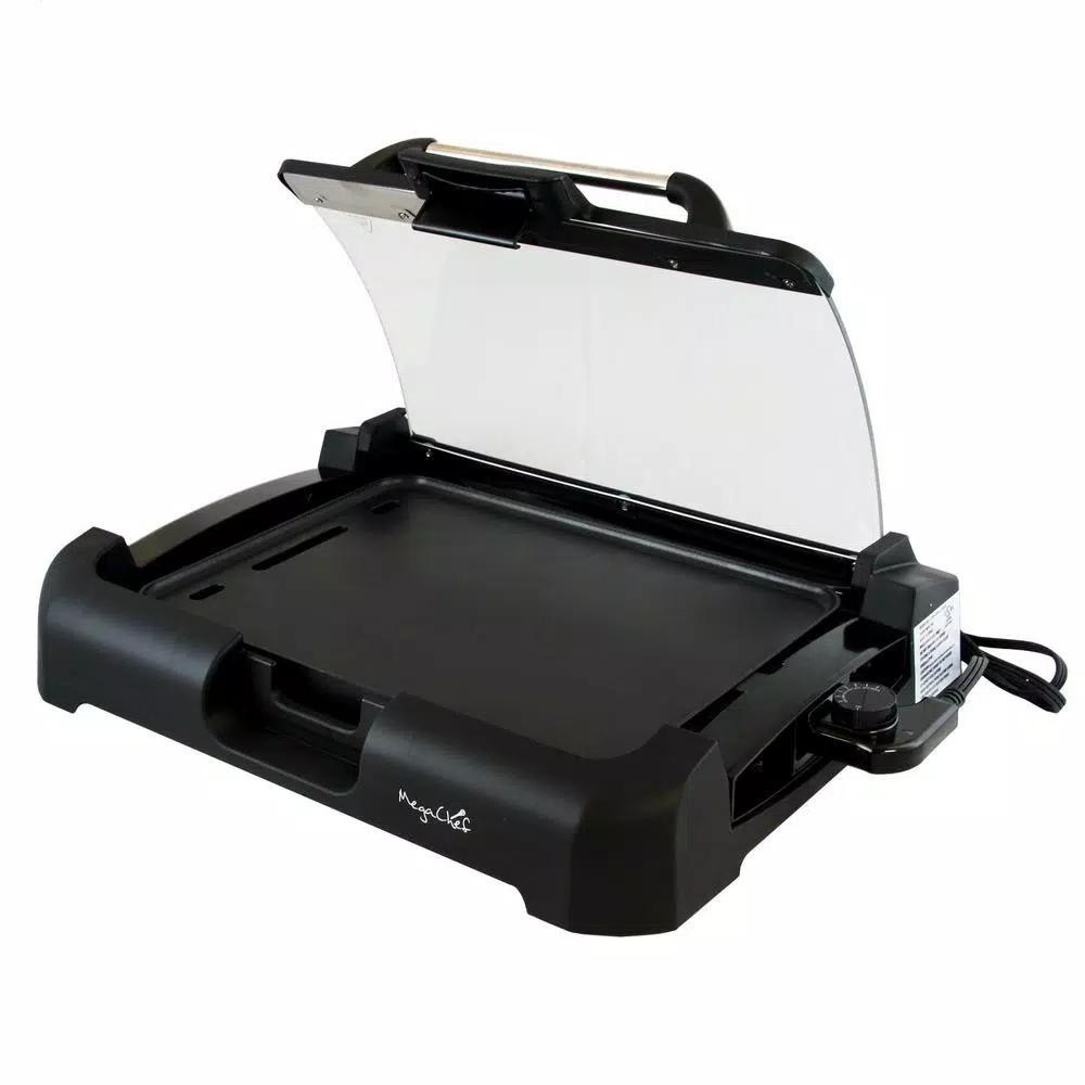 New π MegaChef 165 Sq. In. Black Reversible Indoor Grill And Griddle With Removable Lid β¨ - Image 5