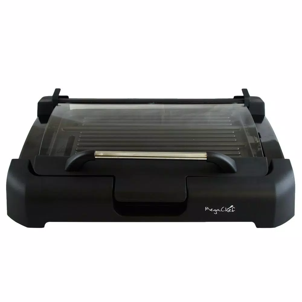 New π MegaChef 165 Sq. In. Black Reversible Indoor Grill And Griddle With Removable Lid β¨ - Image 8