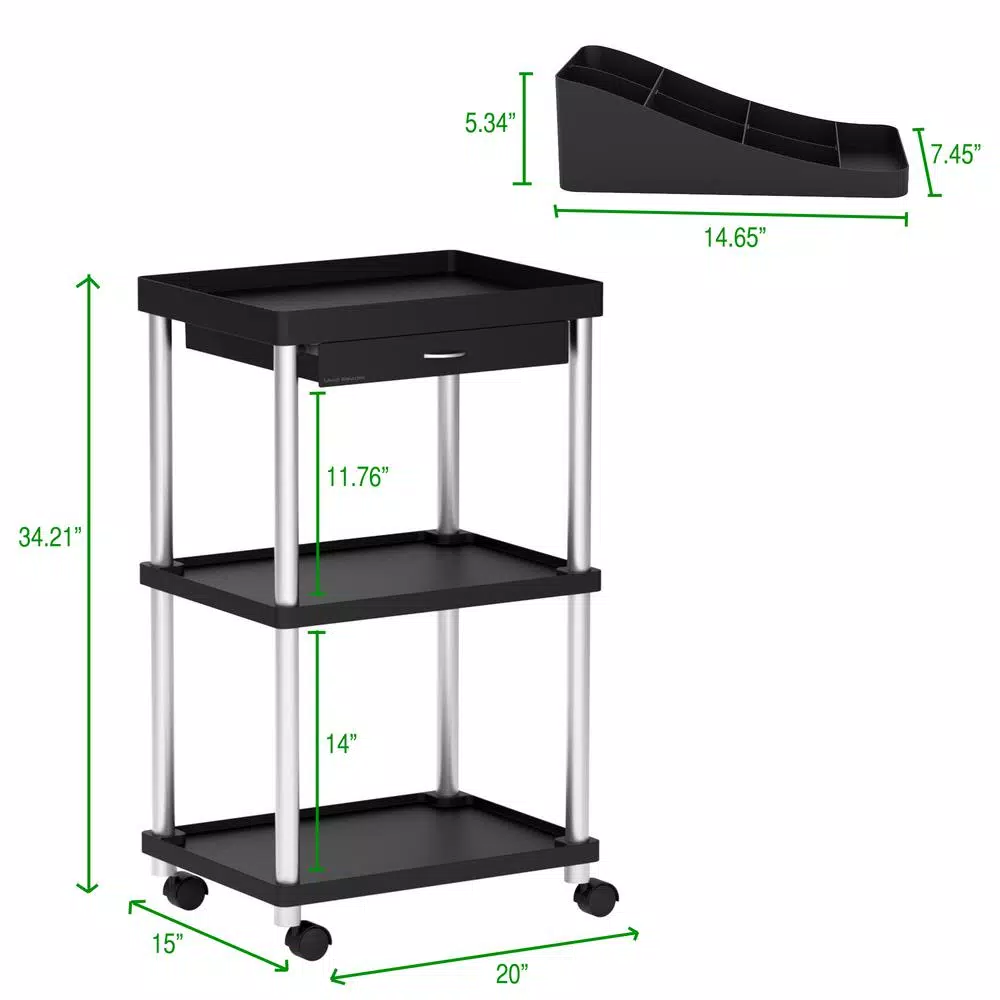 Top 10 π Mind Reader 3-Tier 7-Compartment Rolling Black Coffee Cart π - Image 6