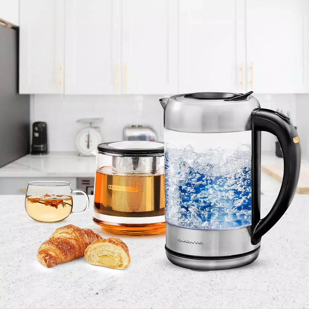 Discount π₯ Ovente 7-Cup 1.7 L Silver Glass Electric Kettle With ProntoFill Technology-Fill Up With Lid On Glass Reusable Teapot Infuser β - Image 7