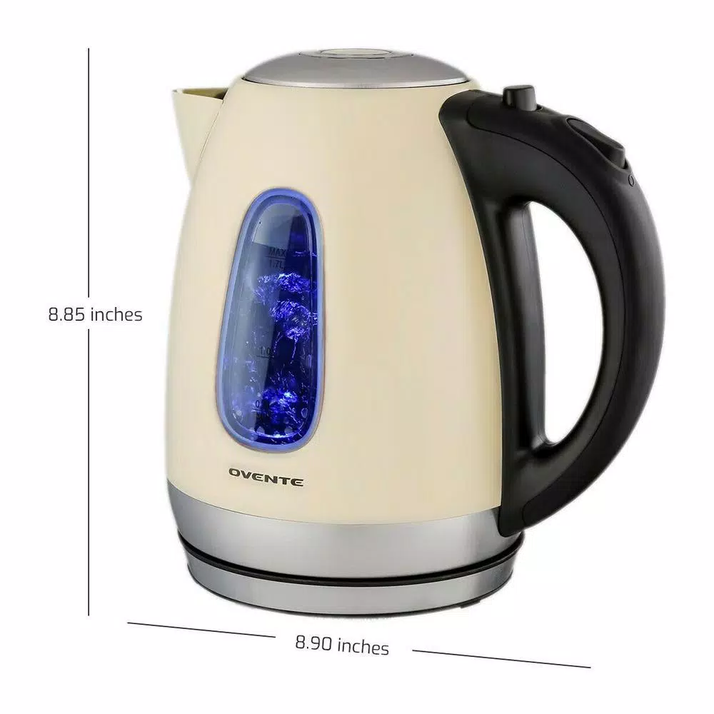 Coupon β€οΈ Ovente 7-Cup Beige Stainless Steel Electric Kettle, Automatic Shut-Off And Boil-Dry Protection π€© - Image 6