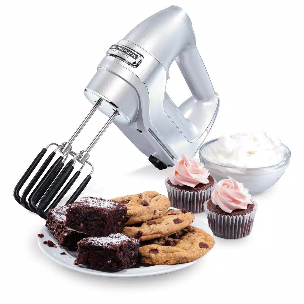 New π Hamilton Beach 7-Speed Electric Hand Mixer, Silver And Chrome, With SoftScrape Beaters, Whisk, Dough Hooks And Snap-On Storage Case β - Image 9