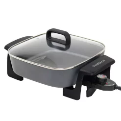 Best Sale π West Bend 12 In. Gray Immersible Square Electric Skillet With Grease Channel And Tilt Leg β