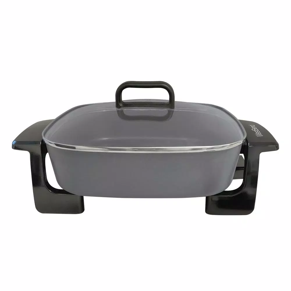 Best Sale π West Bend 12 In. Gray Immersible Square Electric Skillet With Grease Channel And Tilt Leg β - Image 3