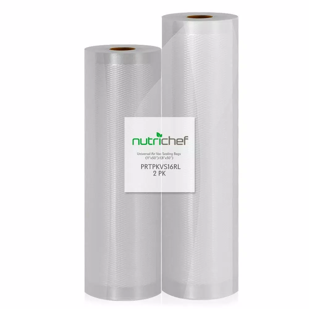 Outlet π NutriChef White Vacuum Sealer Bags β Universal Air Vac Sealing Bags (2-Rolls, 100 Ft. Total Length) π