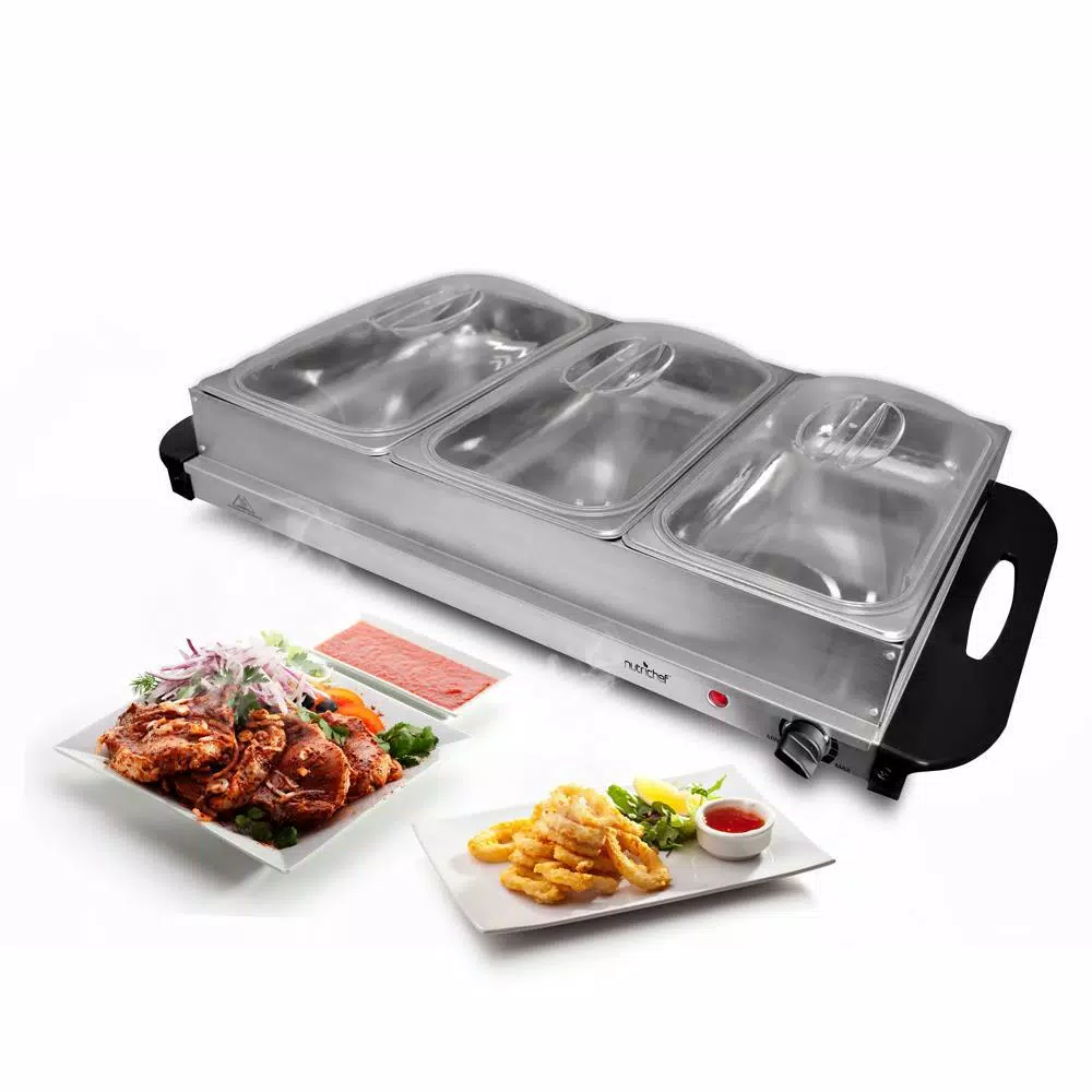 Buy π NutriChef 3-Burner 15 In. Stainless Steel Food Warming Tray / Buffet Server / Hot Plate βοΈ - Image 2