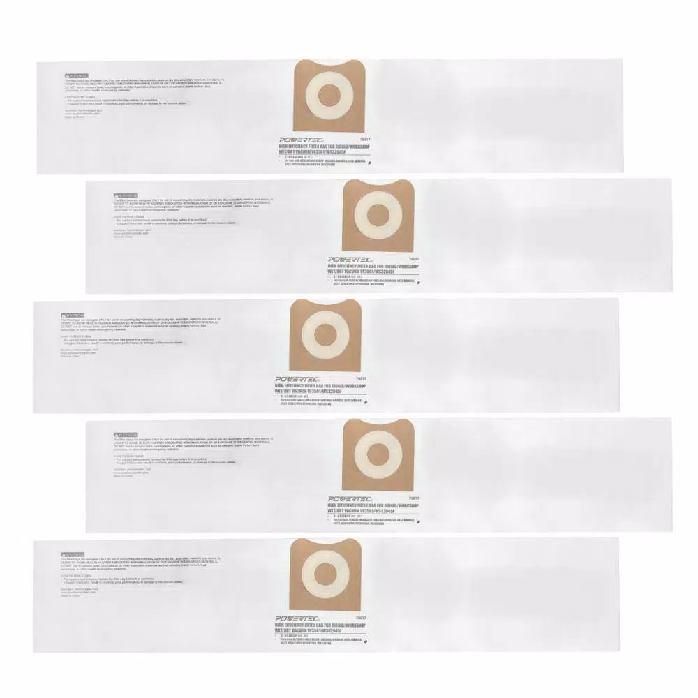 Flash Sale π POWERTEC 3 Gal. To 4.5 Gal. High Efficiency Filter Bags For RIDGID And Workshop Wet/Dry Vacuum VF3501 And WS32045F (5-Pack) β¨