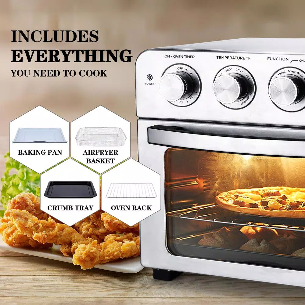 Coupon β Boyel Living 24 Qt. Silver Stainless Steel Air Fryer Toaster Oven With Roast, Bake, Broil, Reheat, Accessories And Cookbook Included π - Image 7