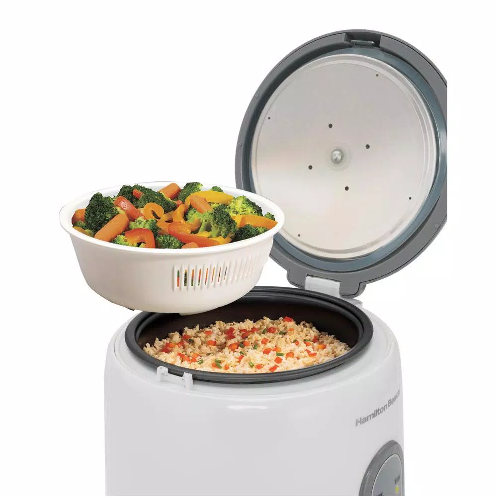 Cheap π€© Hamilton Beach 8-Cup White Rice Cooker And Warmer With Non-Stick Cooking Pot, Rice Paddle And Measuring Cup β¨ - Image 2
