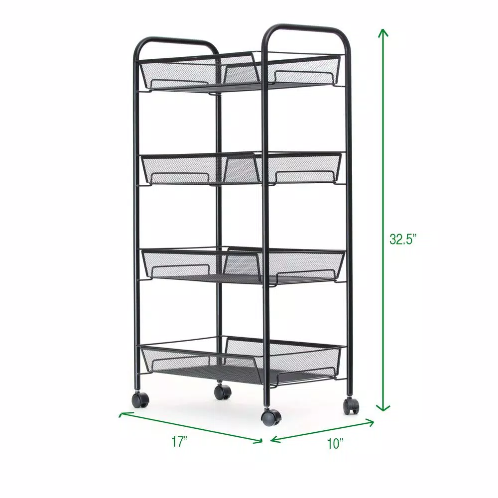 Top 10 π― Mind Reader Roll 4-Shelf Rolling Black Metal Mesh Coffee Cart π₯° - Image 6