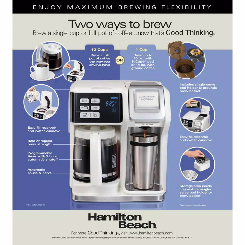 Deals ๐ Hamilton Beach 12-Cup White FlexBrew 2-Way Coffee Maker ๐ - Image 7