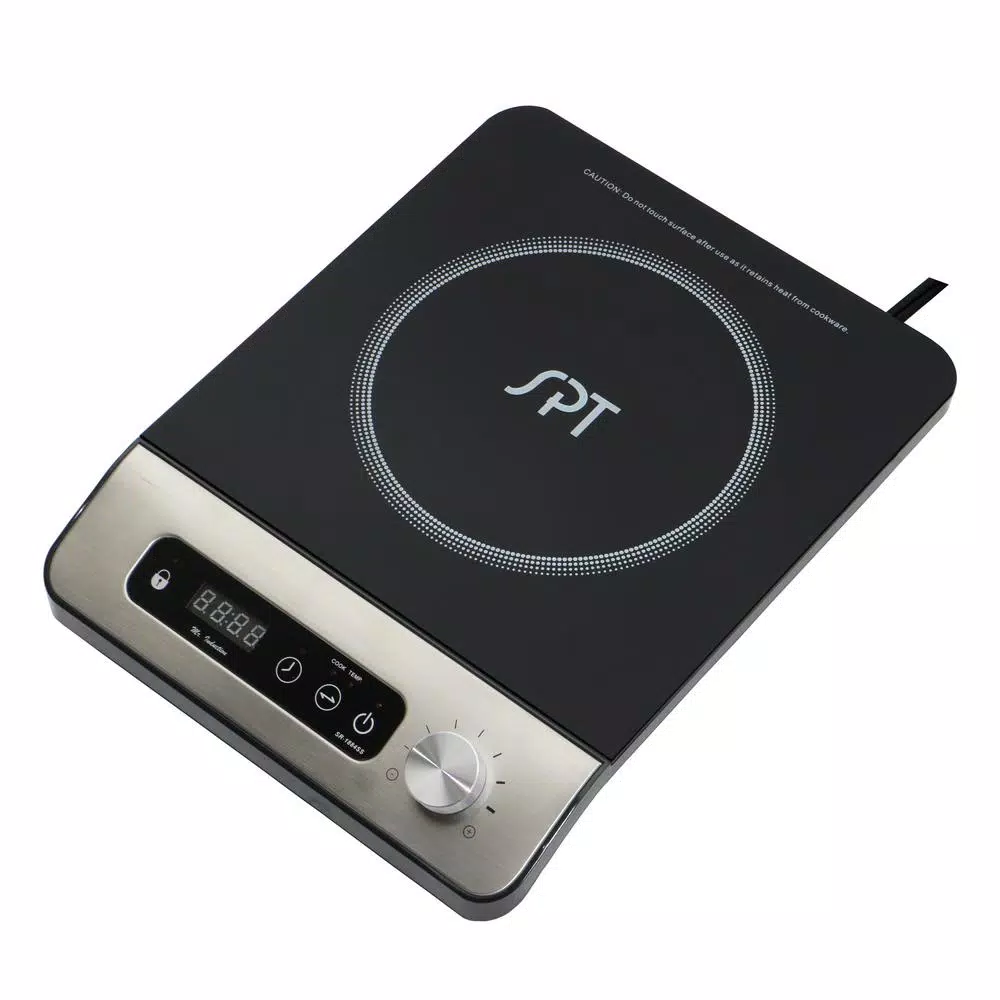 Cheap 𧨠SPT 1650-Watts 8 In. Single Burner Induction Cooker (Silver) W/Control Knob W/3.5L Induction Ready Stainless Pot W/Glass Lid π - Image 2