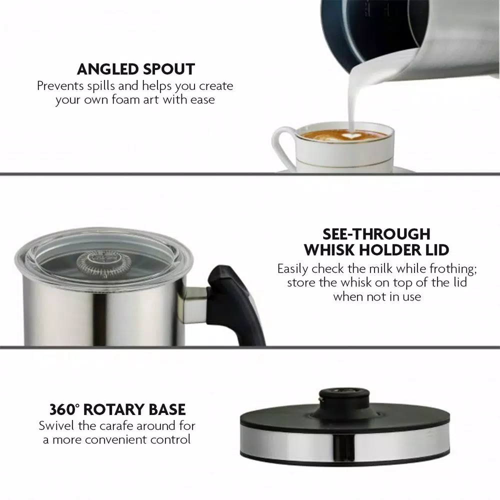 Cheap π Ovente 1.25-Cup Chrome Electric Double Wall Stainless Steel Milk Frother, Frothing & Heating Whisks, Espresso Machine Latte π - Image 5