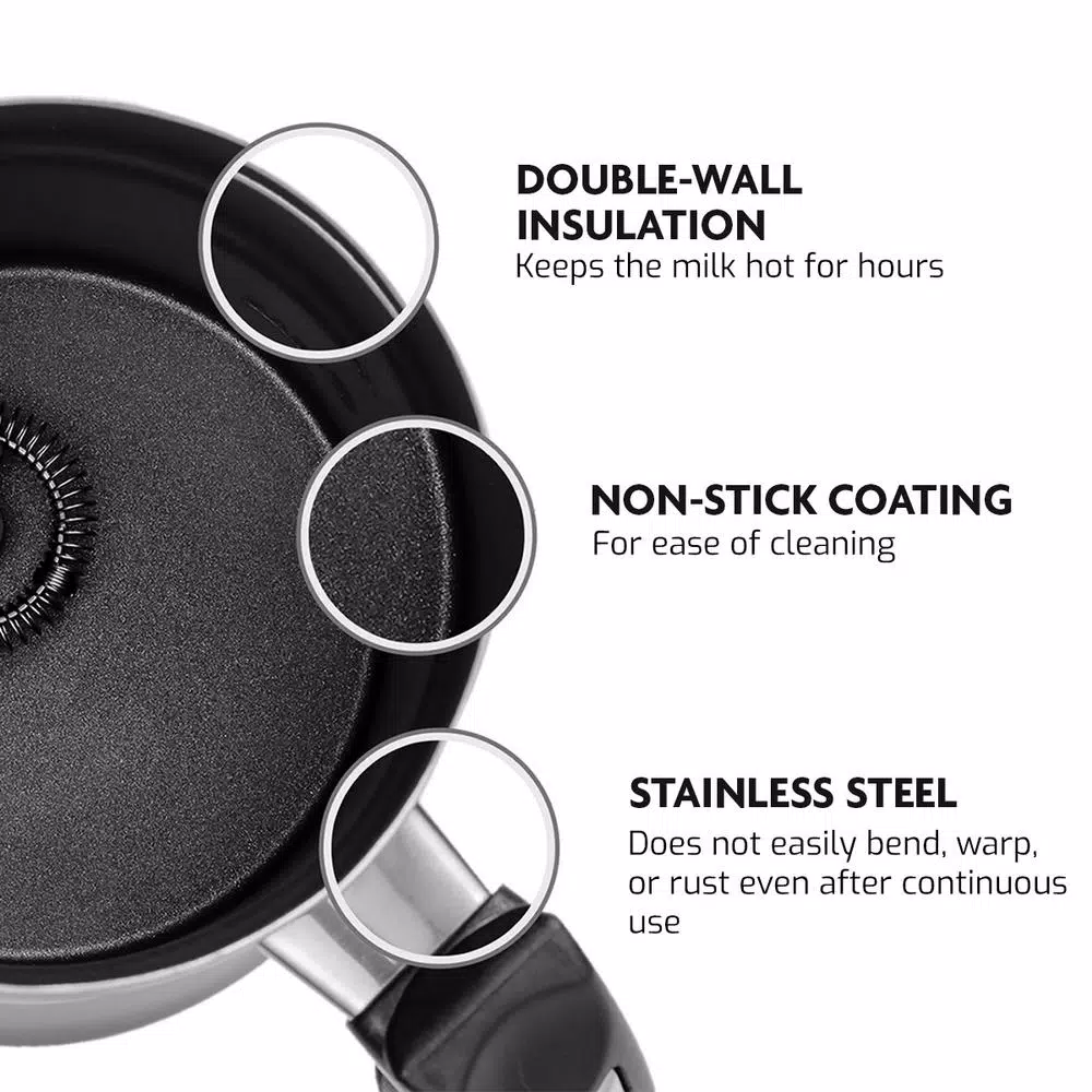 Cheap π Ovente 1.25-Cup Chrome Electric Double Wall Stainless Steel Milk Frother, Frothing & Heating Whisks, Espresso Machine Latte π - Image 6