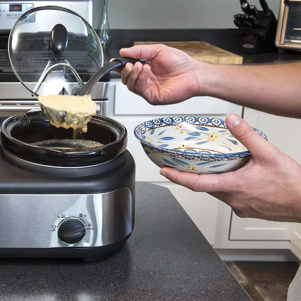 New π Elite Platinum 7.5 Qt. Red Slow Cooker With 3 Crocks And Cool-Touch Handles β - Image 5