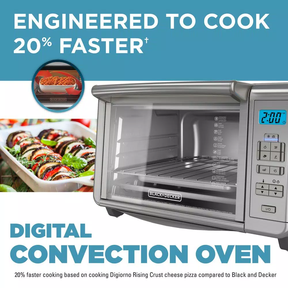 New β¨ BLACK+DECKER 1500 W 6-Slice Stainless Steel Countertop Toaster Oven With Built-In Timer π - Image 3