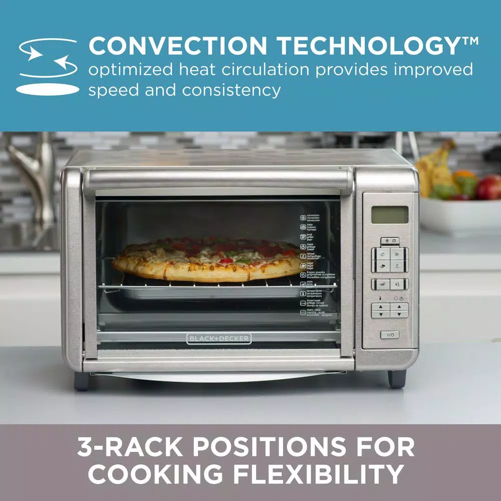 New β¨ BLACK+DECKER 1500 W 6-Slice Stainless Steel Countertop Toaster Oven With Built-In Timer π - Image 5
