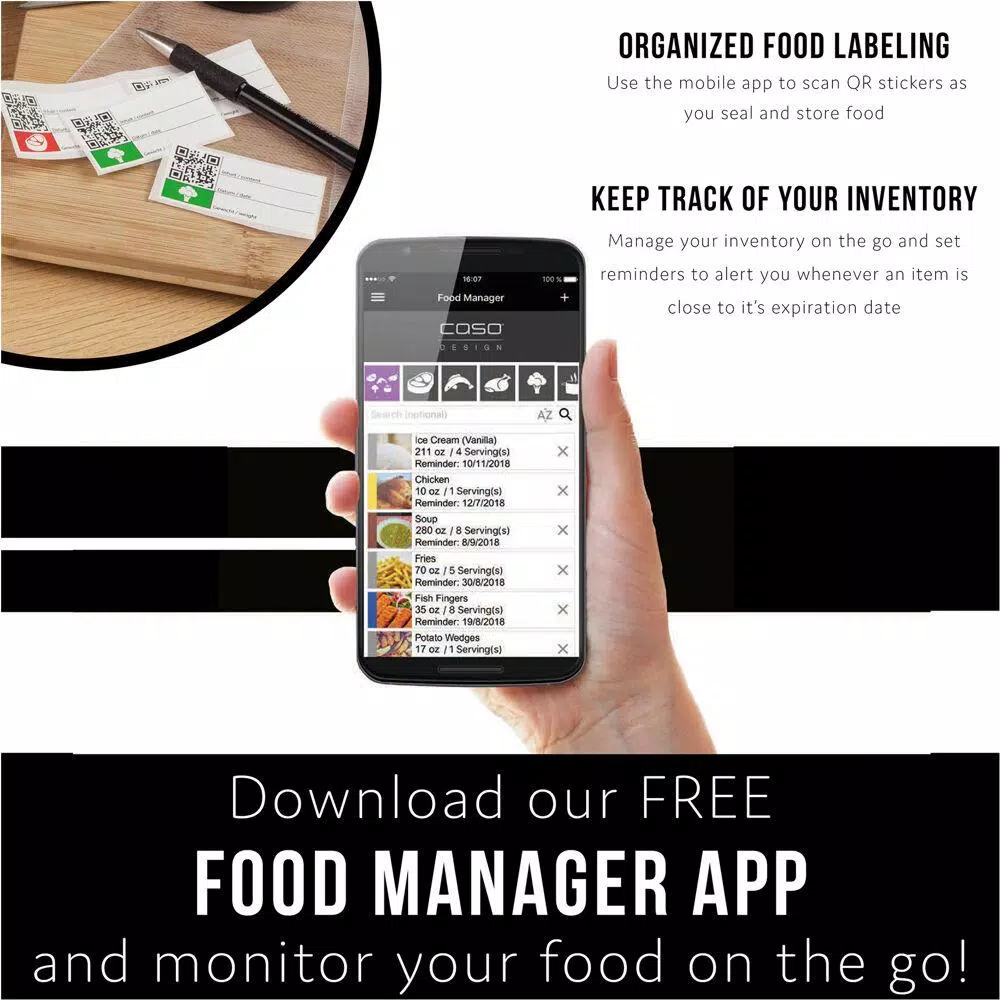 Discount βοΈ CASO VC 10 Stainless Steel Food Vacuum Sealer With Food Management App And Food Vacuum Rolls (Set Of 2) π - Image 7