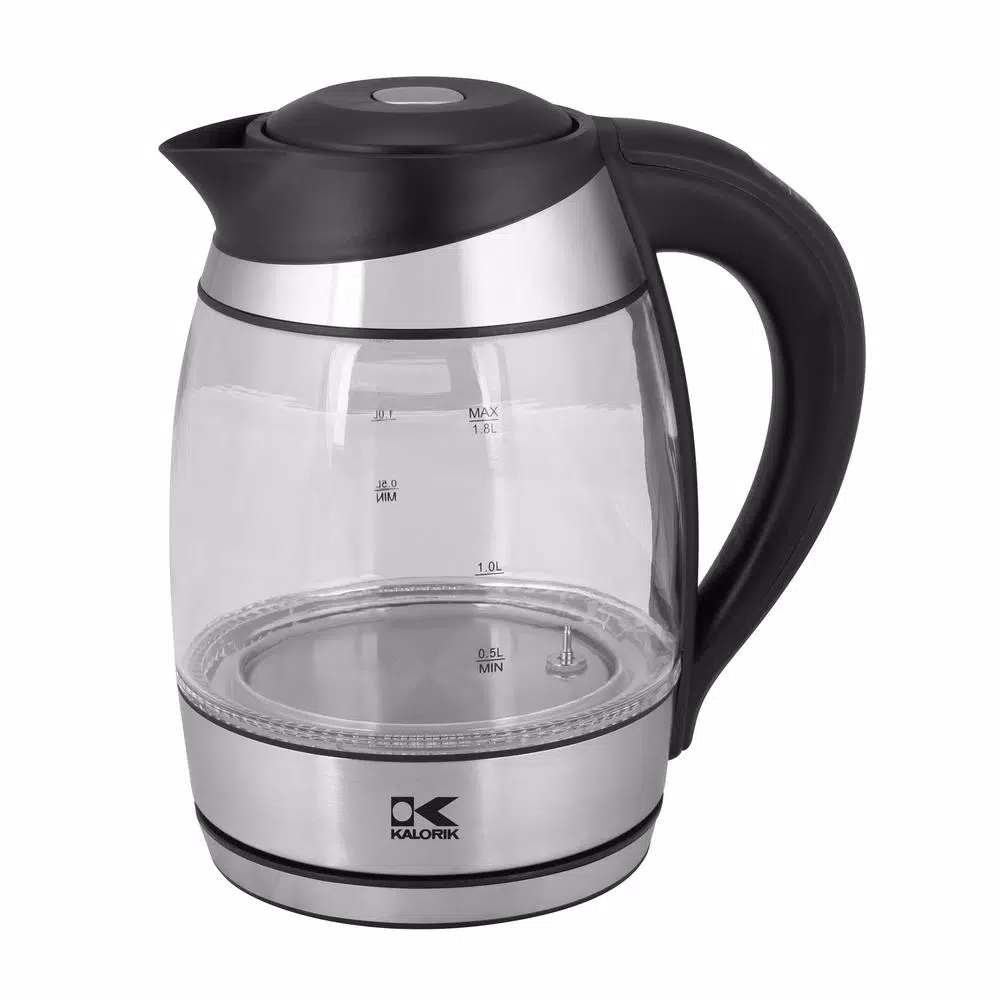 New 𧨠KALORIK 7.5-Cup Black Stainless Steel Cordless Electric Kettle With Keep Warm Setting π