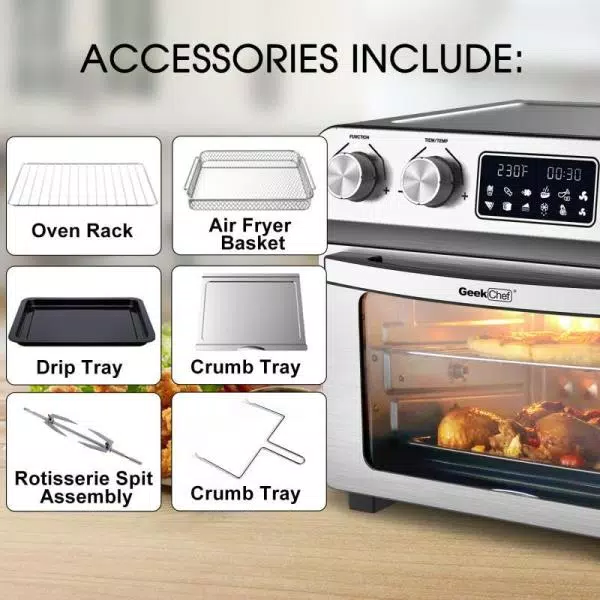 Best Sale π Boyel Living 24 Qt. Silver Stainless Steel Electronic Convection Air Fryer Toaster Oven With Accessories & Recipes Included π― - Image 4