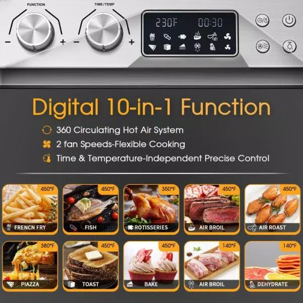 Best Sale π Boyel Living 24 Qt. Silver Stainless Steel Electronic Convection Air Fryer Toaster Oven With Accessories & Recipes Included π― - Image 7