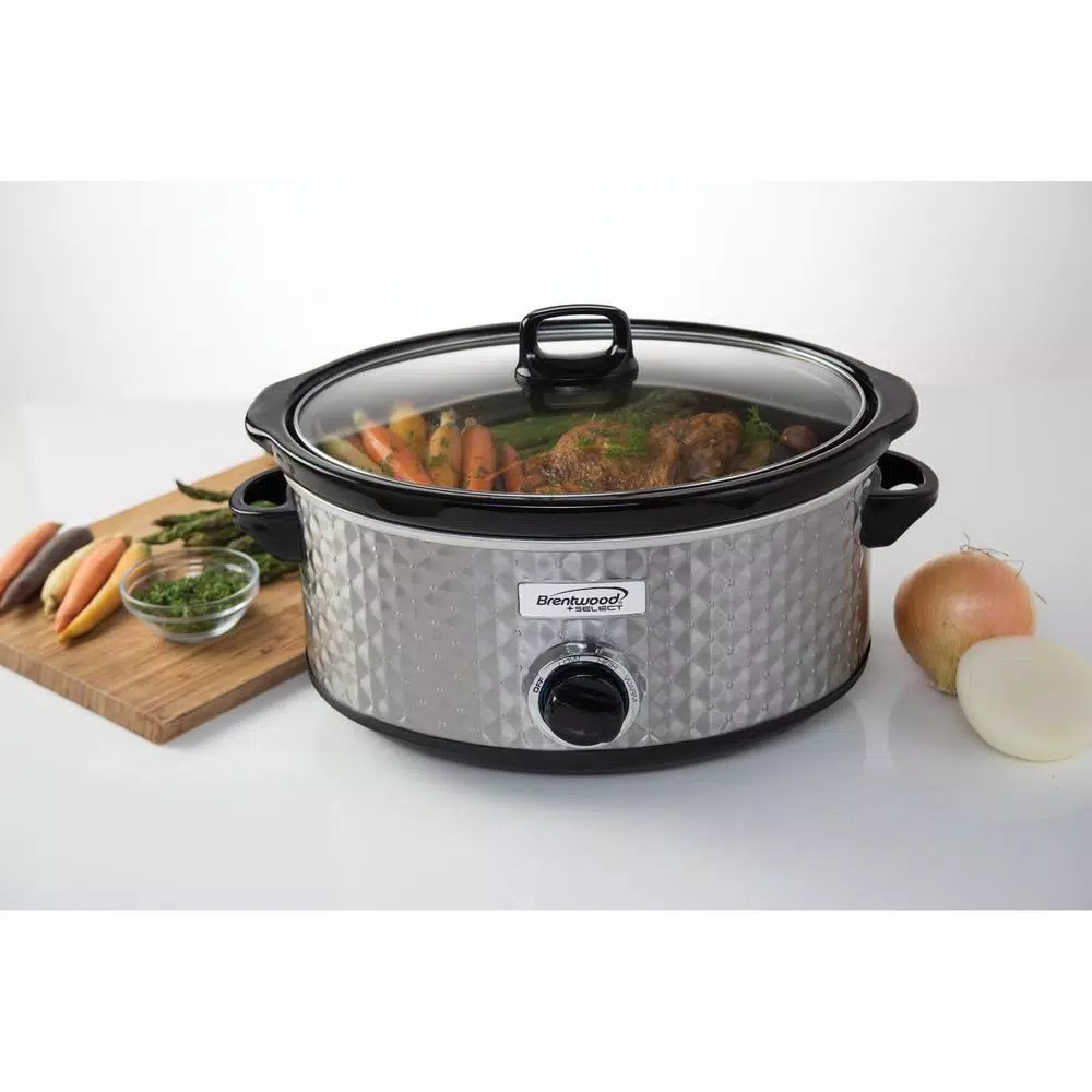 Cheapest π€© Brentwood Appliances Diamond 7 Qt. Stainless Steel Slow Cooker With Tempered Glass Lid π€© - Image 8