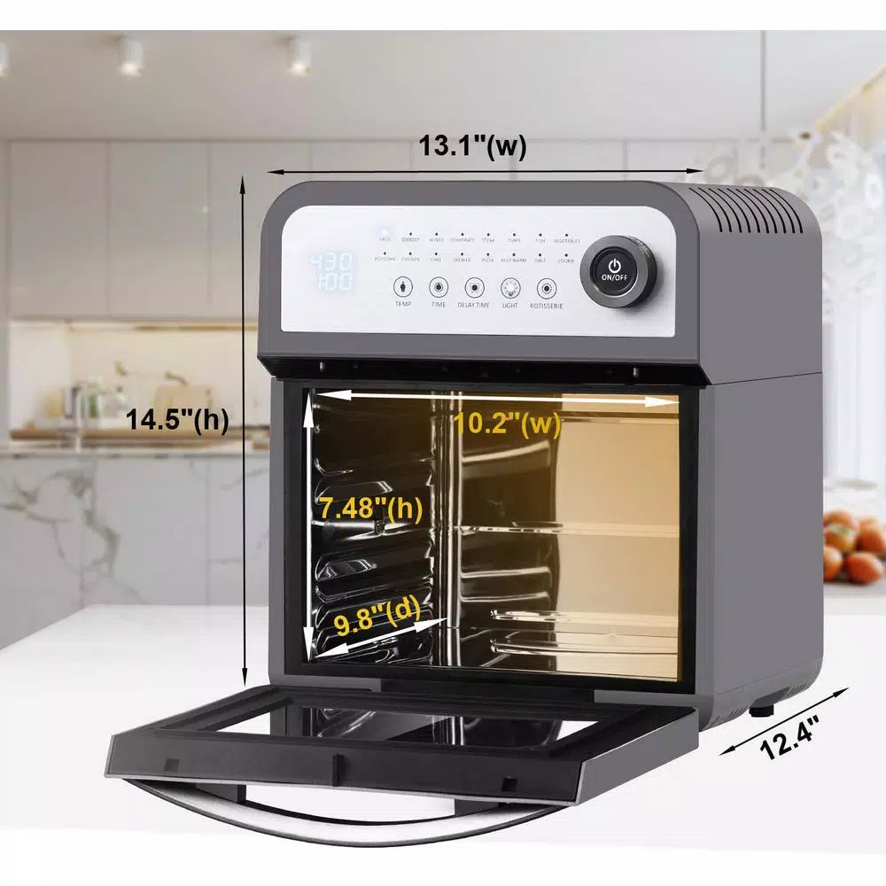 Cheapest π Boyel Living 13 Qt. Gray Stainless Steel Air Fryer Oven With Rotisserie And Dehydrator, 8 Cooking Accessories Kits π - Image 3