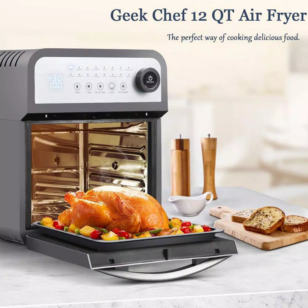 Cheapest π Boyel Living 13 Qt. Gray Stainless Steel Air Fryer Oven With Rotisserie And Dehydrator, 8 Cooking Accessories Kits π - Image 4