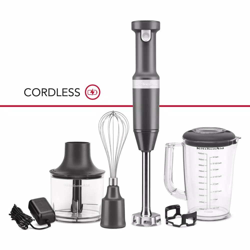 Promo π KitchenAid Cordless Variable Speed Charcoal Grey Hand Blender With Chopper And Whisk Attachment π