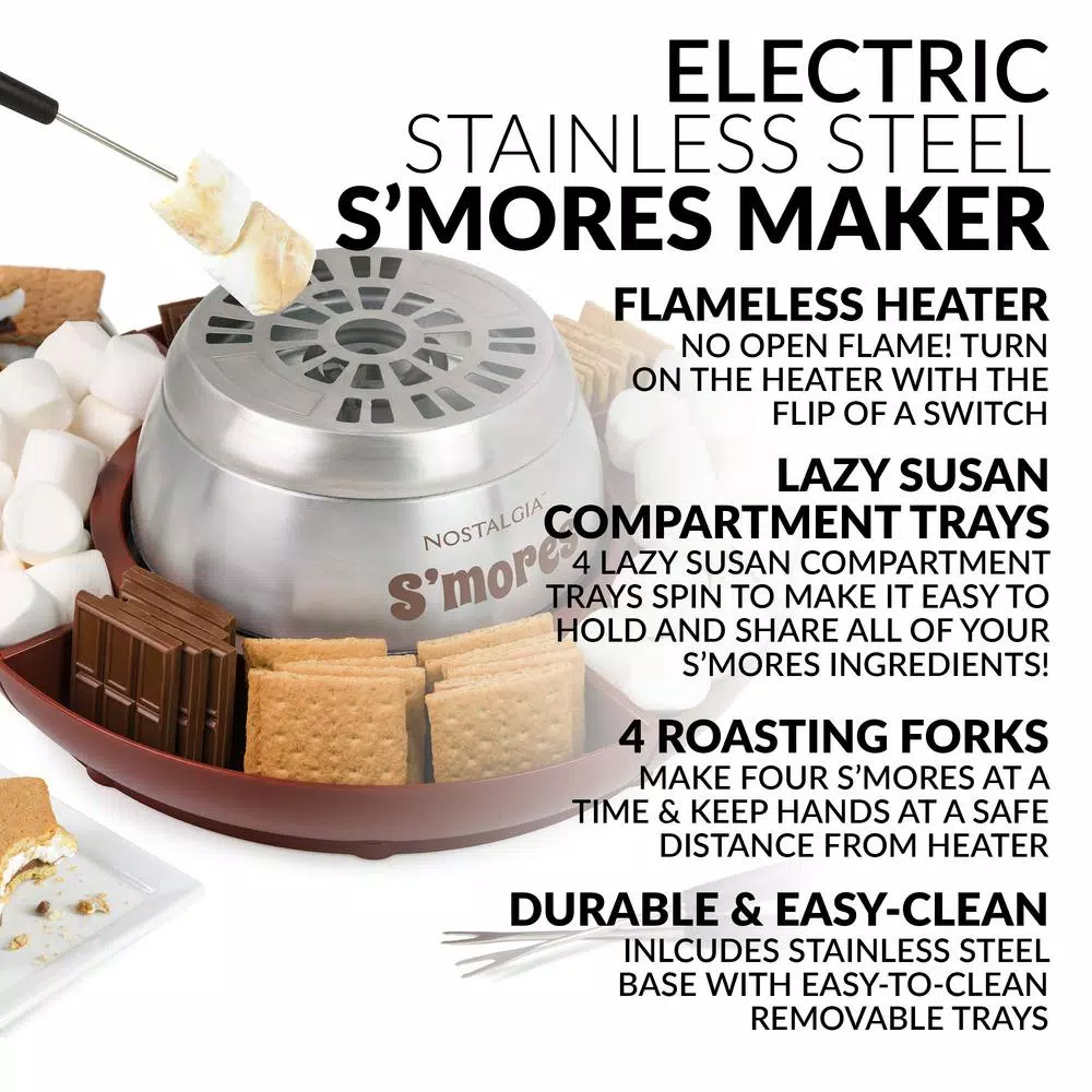 Best Sale 🧨 Nostalgia Brown Stainless Steel Electric S’mores Maker ❤️ - Image 2
