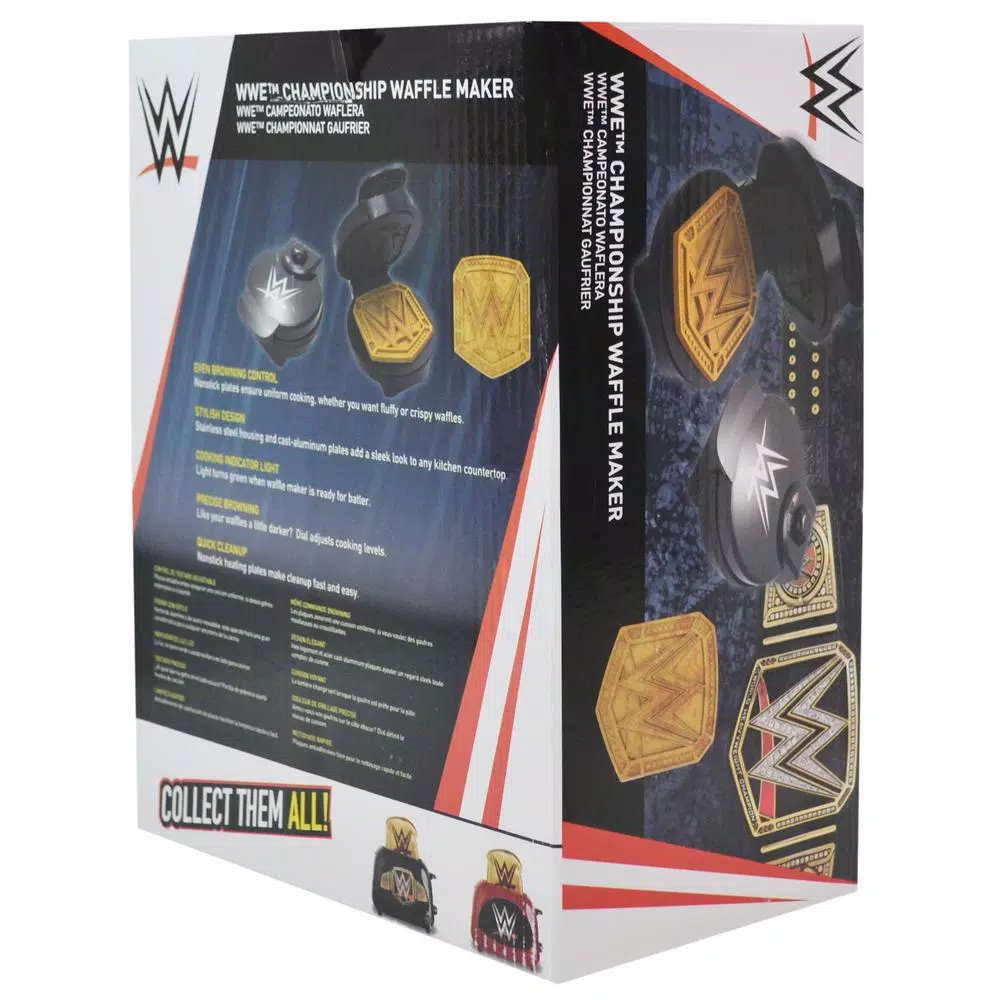 Budget ❤️ Uncanny Brands World Wrestling Entertainment Championship Belt Black Waffle Maker 🧨 - Image 4