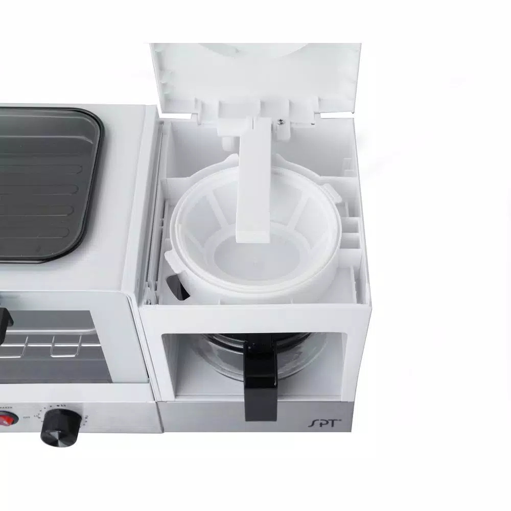 Cheap π SPT Breakfast Center 1450 W 2-Slice White And Stainless Steel Toaster Oven With Griddle And Coffee Maker β - Image 4