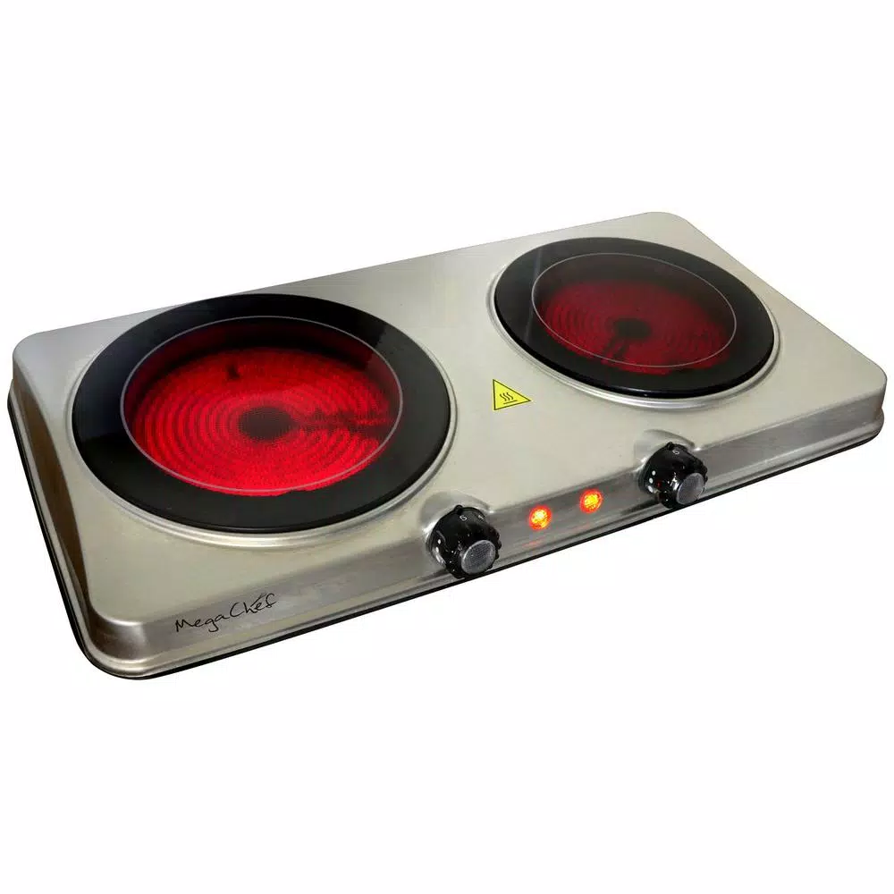 Brand new π MegaChef Portable 2-Burner 7.5 In. Sleek Steel Hot Plate With Temperature Control β€οΈ - Image 3