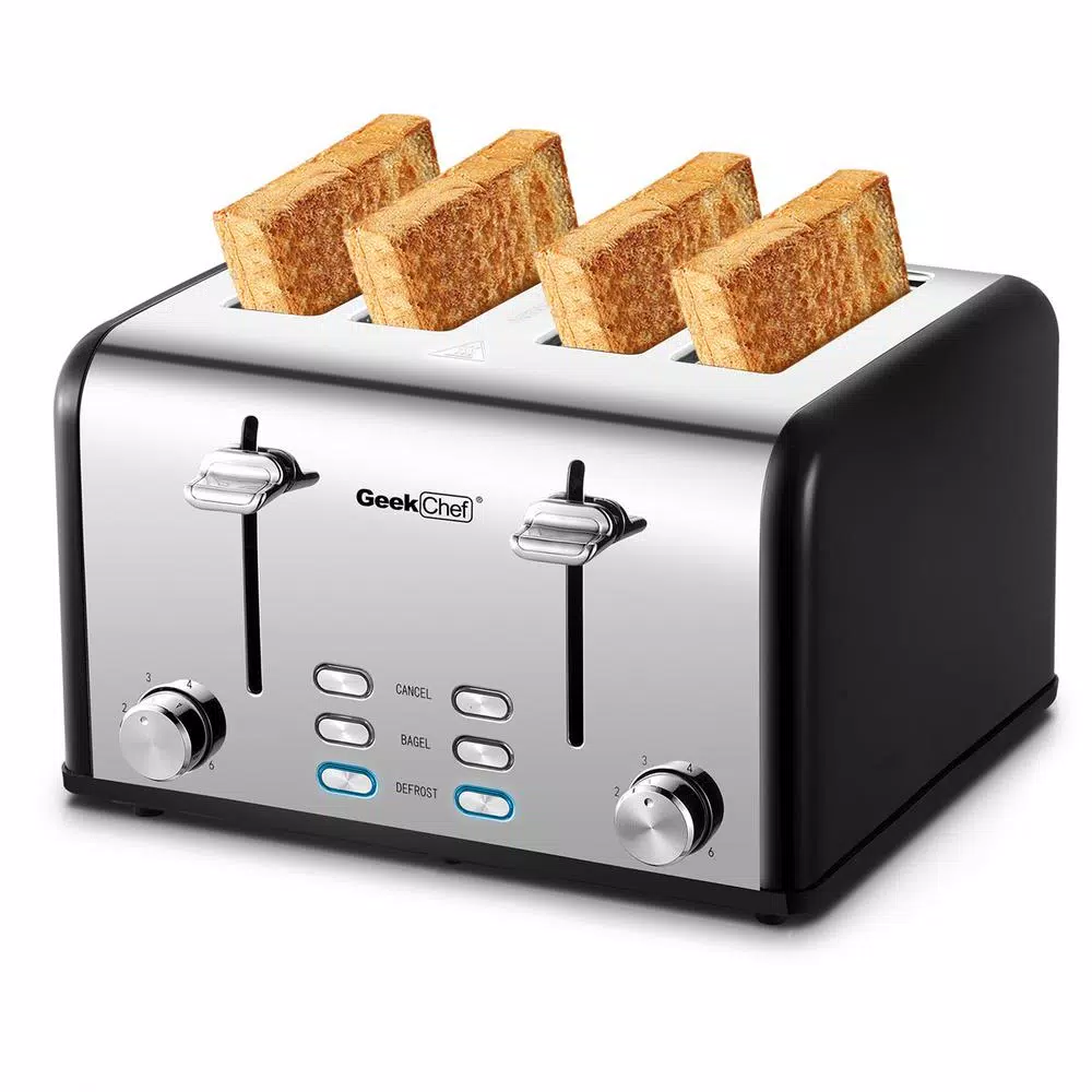 Hot Sale π Boyel Living 1650 W 4-Slice Silver Wide Slot Toaster With Dual Control Panels Of Bagel, Defrost And Cancel Function π - Image 4