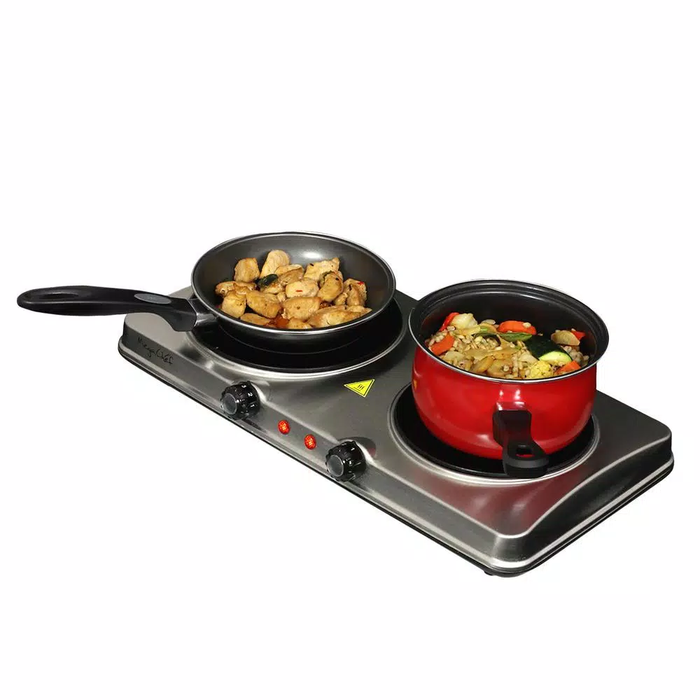 Brand new π MegaChef Portable 2-Burner 7.5 In. Sleek Steel Hot Plate With Temperature Control β€οΈ - Image 7